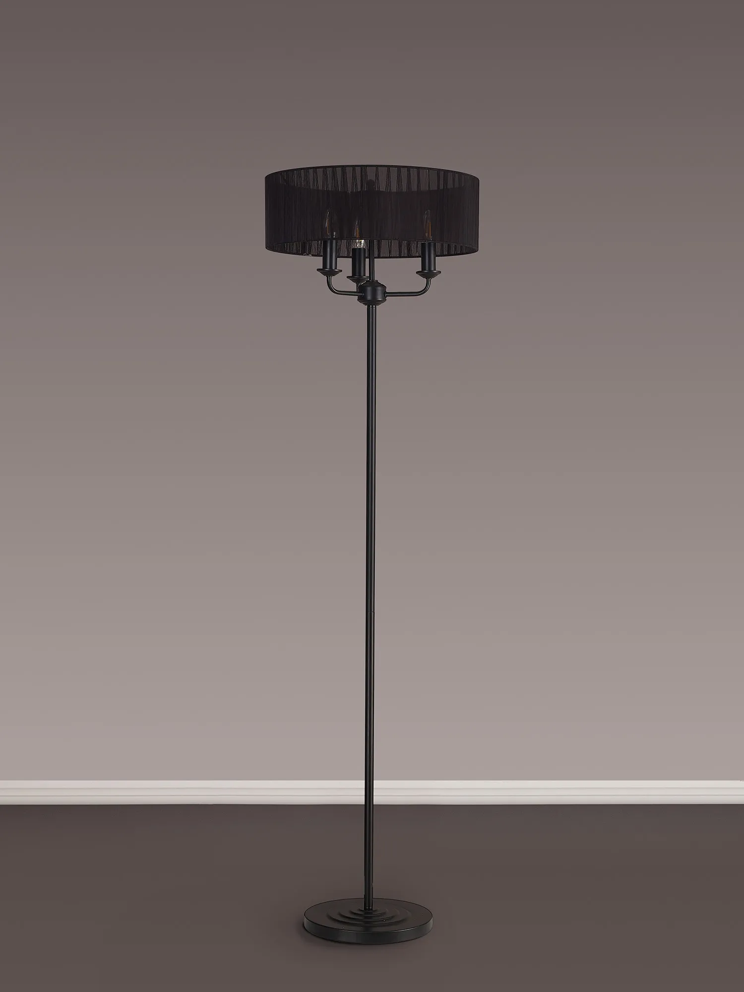 Banyan 45cm 3 Light Floor Lamp Matt Black, Black DK1060  Deco Banyan MB BL